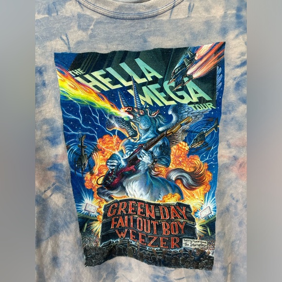 Weezer Green Day Fallout Boy Hella Mega Acid Washed Tour T-Shirt Size Medium - Picture 7 of 15